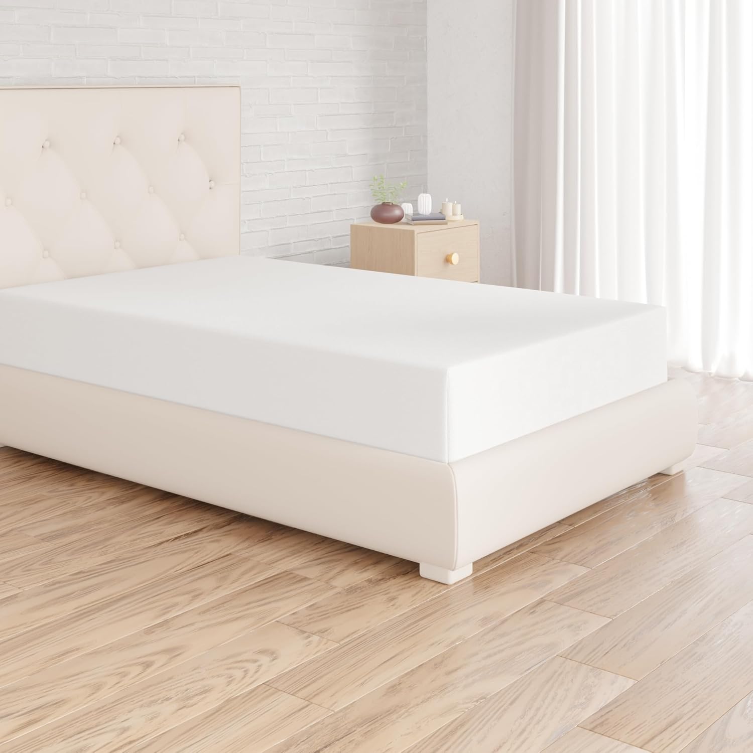 Bedding Soft Microfibre Single Fitted Sheet with 12 inch (30 cm) Deep Pocket, 90 x 190 cm, White