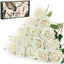 15Pcs Small Fake Roses Velet Roses Long Stem Artificial Flowers Silk Flowers for Home Wedding Decoration (Pearl Roses,White)