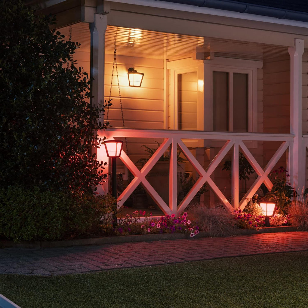 Econic White and Colour Ambiance LED Smart Garden Pedestal [Standing Lantern], Works with Alexa, Google Assistant and Apple Homekit