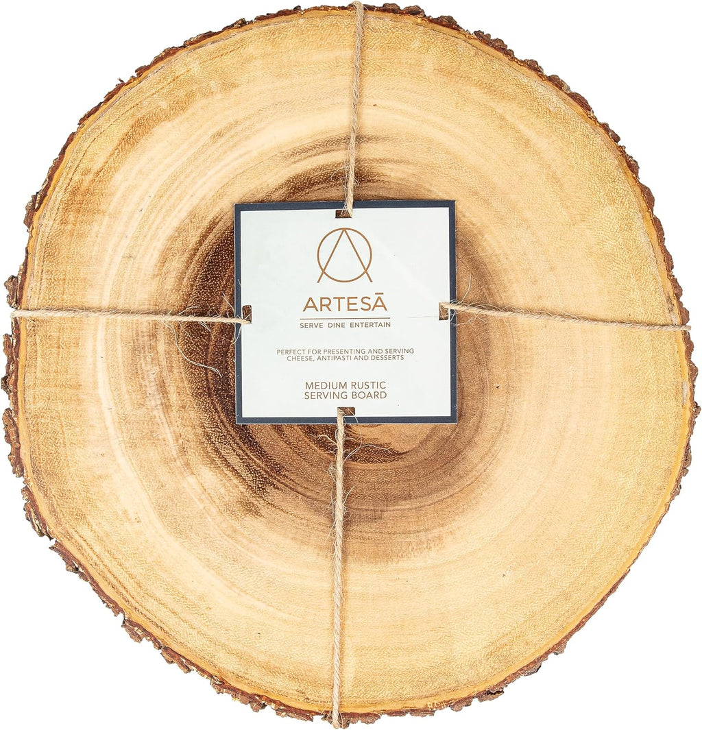 Artesà Wooden Log Slice Cheese Board, Serving Platter for Cakes, Desserts, Grazing and Buffets, 30cm (11.8''), Brown, Wood