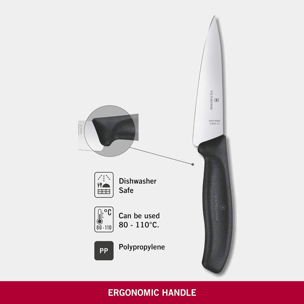 Swiss Classic, Carving Knife, Extra Sharp Blade, Straight Edge, 12 cm, Stainless Steel, Black