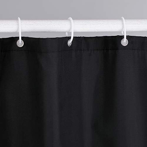 Black shower curtains bathroom Polyester fabric Shower Curtain Mould and Mildew Resistant Solid Black (180 x 220 cm)