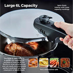 T80244 6L/22cm Pressure Cooker with Steamer Basket, Stainless Steel, Silver