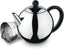Café Ole ST-035X Rondo Stainless Steel Tea Pot Easy Pour Teapot with Infuser Basket 35oz 1000ml , Black Bakelite Handle