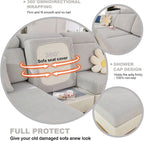 Super Stretch Sofa Cover 1 2 3 4 Seater L Shape, WearResistant Spandex Corner Sofa Cover Non Slip Sofa Slipcovers with Elastic Bottom, Great for Kids & Pets (Weave Light Grey, Backrest Cover)