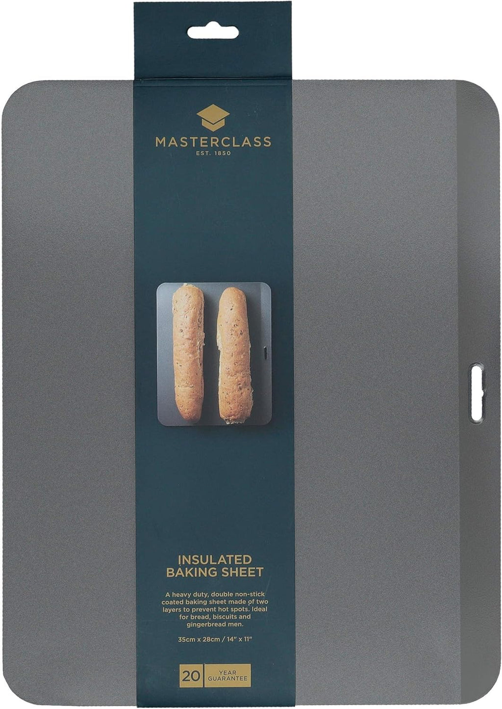 Baking Sheet with PTFE, PFOA and BPA Free Non Stick, Robust 1mm Thick Carbon Steel, 35 x 28cm