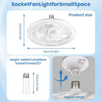 Ceiling Fans with Lights and Remote, 45w Small Led Ceilings Lights Timing Quiet, E27 Bulb Fixture, 3 Color 3 Speeds Dimmable Light Ceiling - Perfect for Small Spaces Bedroom Home Office
