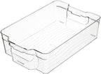Medium Plastic Food Storage Container, Clear Kitchen Organiser for Fridge or Cupboards, 31 x 20.5 x 9cm