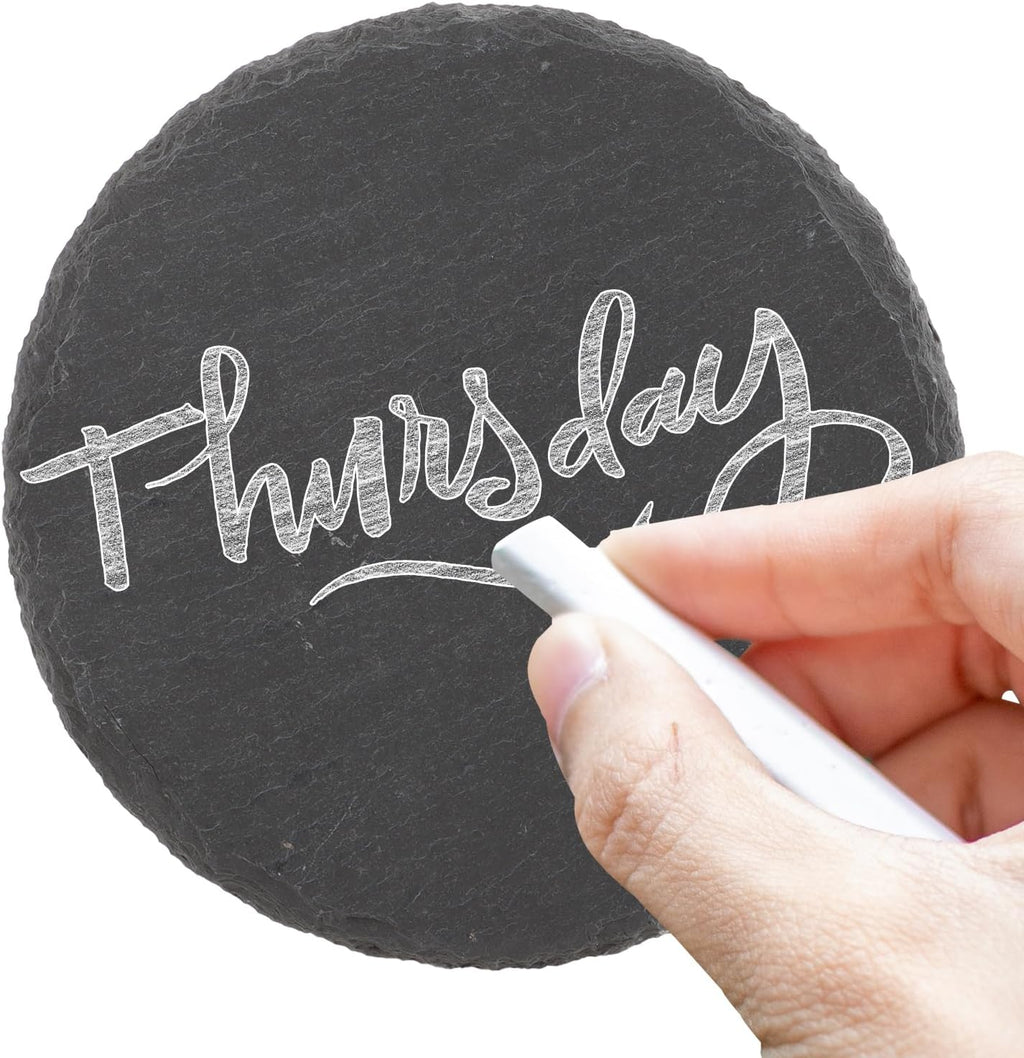 4 Inch Slate Drink Coaster Set Of 8 Black Stone Coasters Bulk Cup Coaster Set For Coffee Beer Mug Wine Glass Bar Home Round