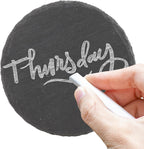 4 Inch Slate Drink Coaster Set Of 8 Black Stone Coasters Bulk Cup Coaster Set For Coffee Beer Mug Wine Glass Bar Home Round
