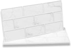 White Tile Stickers Vinyl Peel and Stick for Bathroom Kitchen 30x15cm 24Pcs Brick Self Adhesive Wall Tile Waterproof Stick on Backsplash for Living Room