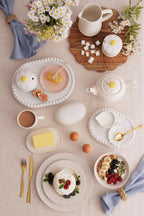 Daisy Set of 2 Egg Cups | Ceramic Egg Holders with Embossed Daisy Design | Dishwasher & Microwave Safe