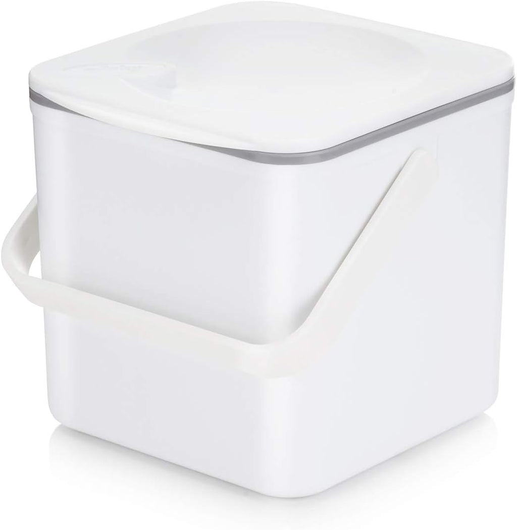 3.5L Caddy, Kitchen Food Waste Caddy, Recycle Bins for Kitchen, Multipurpose Storage Caddy, Removable Bag Retention Ring & Sturdy Handle, Choice of Colours, Made in the UK