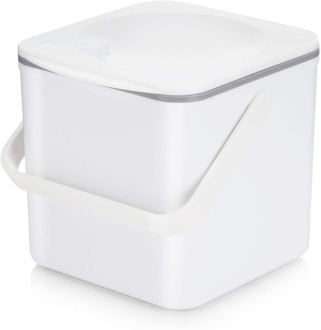 3.5L Caddy, Kitchen Food Waste Caddy, Recycle Bins for Kitchen, Multipurpose Storage Caddy, Removable Bag Retention Ring & Sturdy Handle, Choice of Colours, Made in the UK
