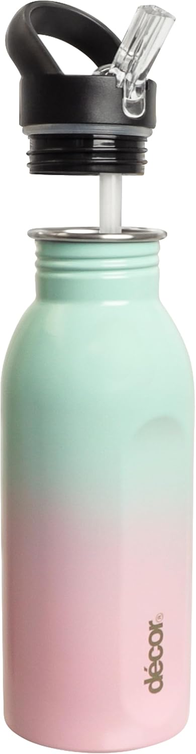 Snap n Seal 500ml Stainless Steel Water Bottle with Straw, BPA Free - Leakproof Metal Flask with Carry Handle for School, Travel, Work & Gym - Ideal Drinking Bottle for Kids & Adults - Ombre Secondary image