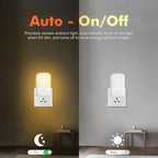 GD103UK-1 Night Light Plug in Wall with Dusk to Dawn Photocell Sensor, 4 Levels Brightness Adjustable, Night Light Kids for Children's Room, Hallway, Bedrooms, Garage, Warm White