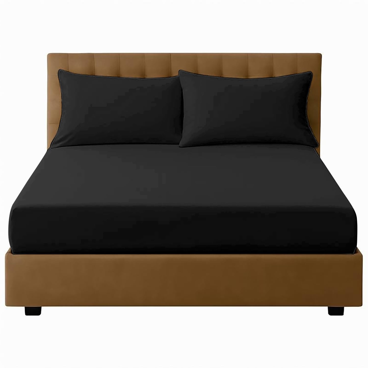 Microfiber Pillow Cases 2 Pack | Easy Care Plain Dyed Wrinkle, Fade Resistant Black Bedding | Super Soft Breathable Microfibre Pair of Pillowcases Main image