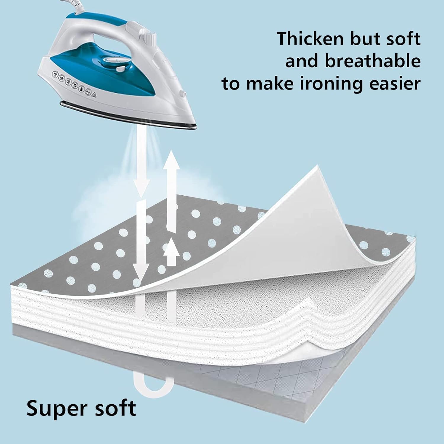 Ironing Board Cover, 100% Cotton Cover with Thick Felt (Bubble, 124 x 38cm)