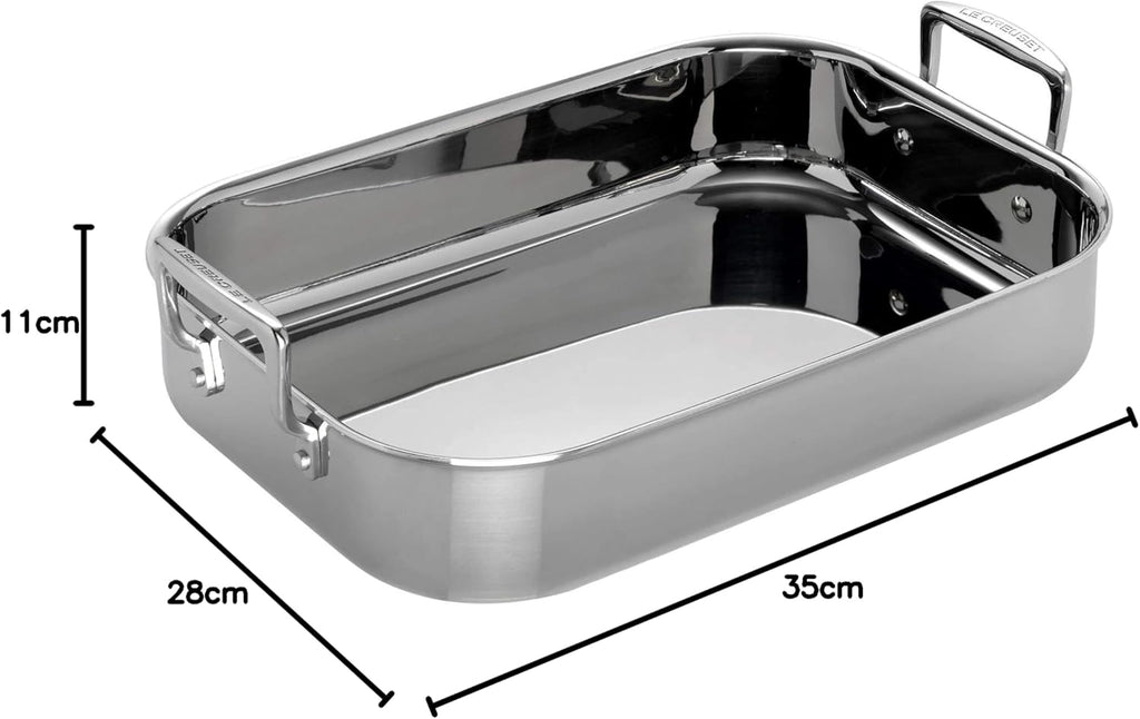 3-Ply Stainless Steel Rectangular Roaster, 35 cm, Silver, 96102270000000