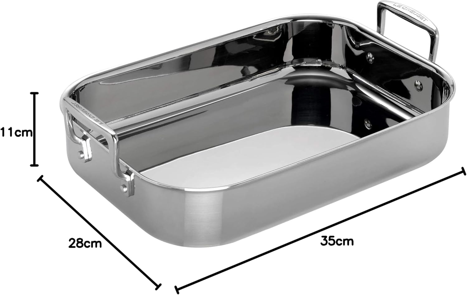 3-Ply Stainless Steel Rectangular Roaster, 35 cm, Silver, 96102270000000