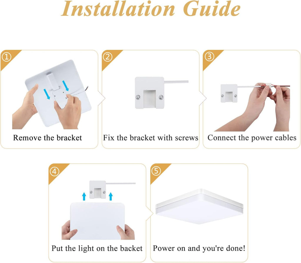 LED Ceiling Light, 36W Daylight White 6500K, 3240LM Bright Indoor Ceiling Lights for Bedroom, Kitchen, Hallway, Outside Porch and More