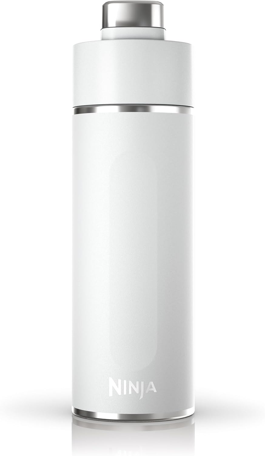 Ninja Thirsti Water Bottle and Flask 530 ML With Leak-Proof Lid, Designed For Carbonated, Hot & Cold Drinks, Ideal For Travel & Sports, Triple Insulated, Stainless Steel Bottle, White, DW1801EUUKWH Main image