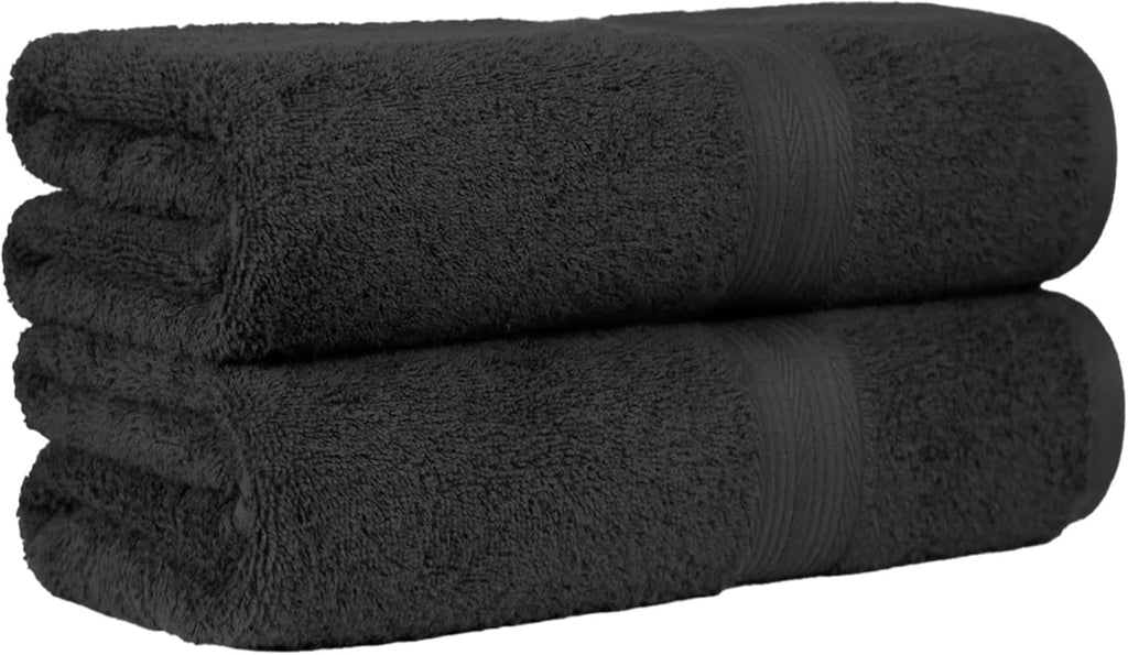 Fade Resistant Towel Set, 2 Bath - Black by Amazon Basics