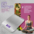 Digital Kitchen Scales 5kg/11lb with Large LCD Display, Food Scales with Large Stainless Steel Weighing Surface, Liquid Measurement, High Precision up to 1 g, Tare Function, Silver