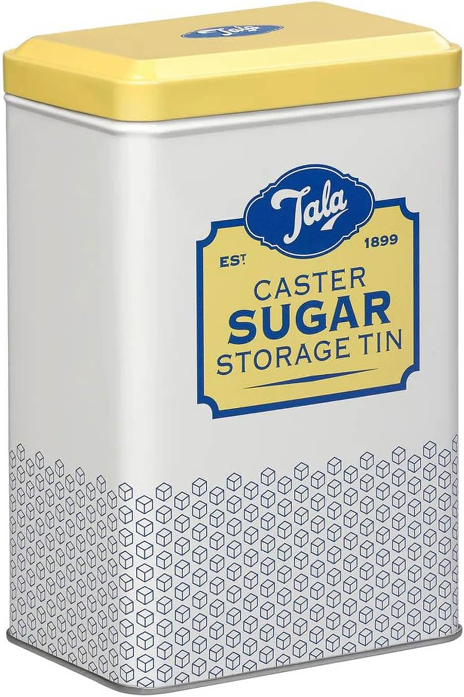 Tala Originals Storage Tin, Metal, Yellow and Cream Nostalgic Design, Holds a Full Bag of Caster Sugar (Sugar Not Included) Main image