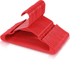 30 Pack Plastic Hangers Space Saving, Durable Hanger with Shoulder Grooves, Red