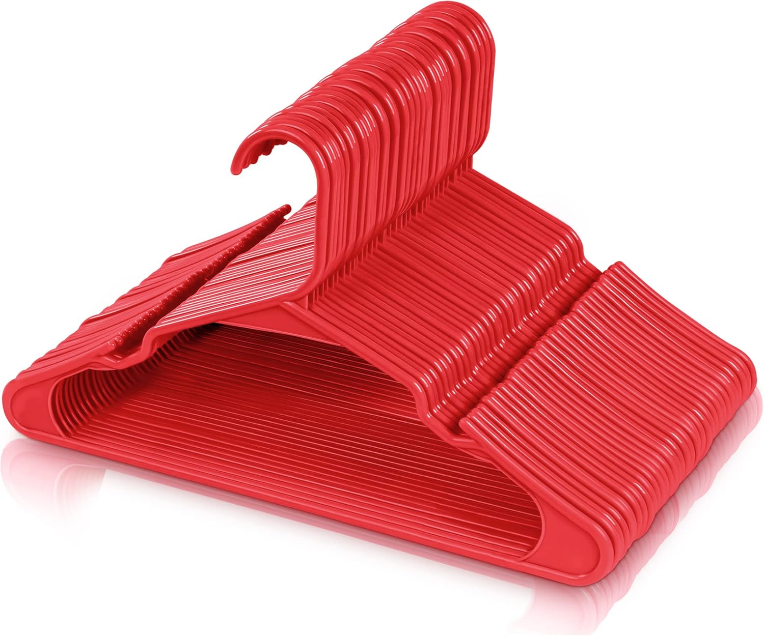 30 Pack Plastic Hangers Space Saving, Durable Hanger with Shoulder Grooves, Red