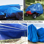 Tarpaulin 3m x 4m Water-resistant Tarp Large Camping Cover Sheet – Multipurpose Groundsheet with UV Protection, Weatherproof & Frost-Resistant – Reinforced Eyelets - Blue