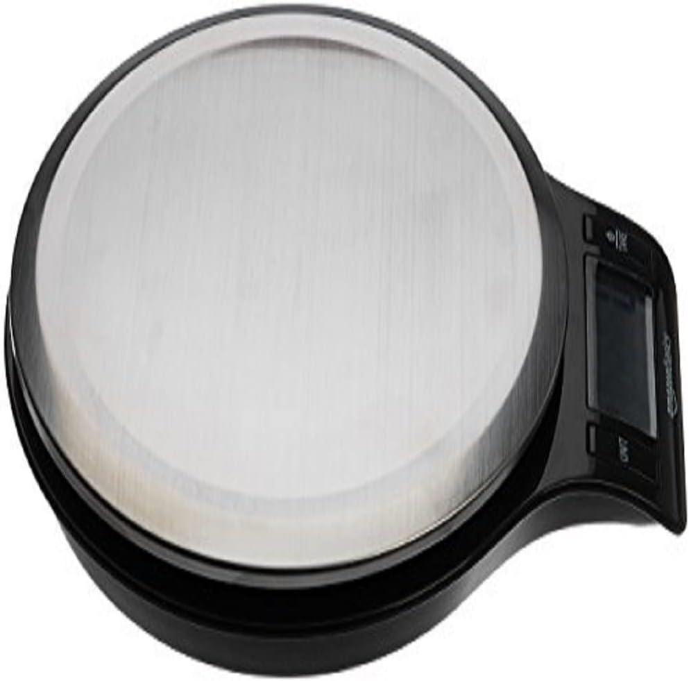 Digital kitchen scales with LCD display (with batteries), Black and Stainless Steel, BPA free, Weighs up to 11 pounds