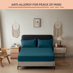 Anti-Allergy Anti-Bacterial Brushed Microfibre Polyester Fitted Bed Sheet - 28cm Depth, Easy Care, Fade Resistant (Teal, 4ft Small Double)