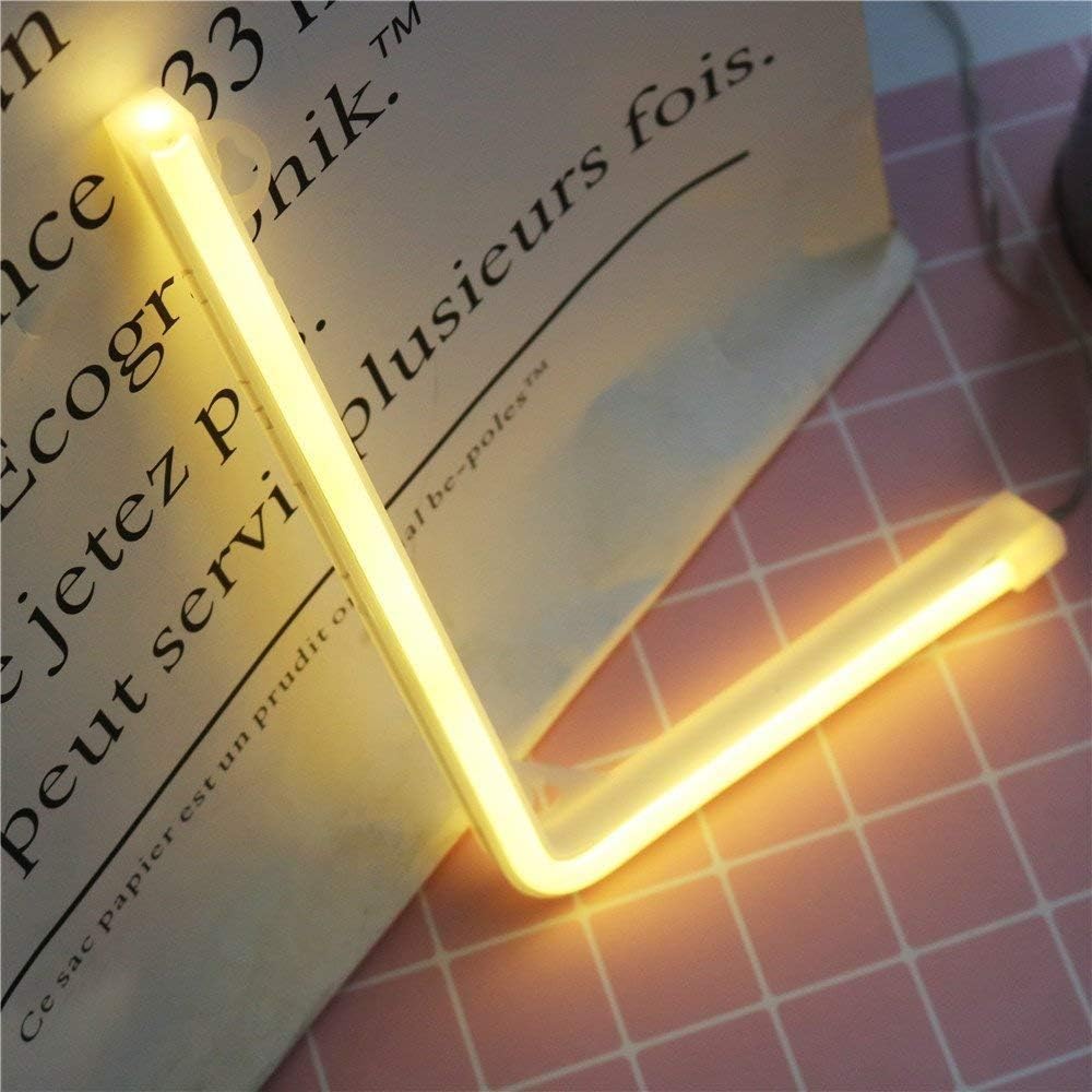 LED Letter Lights Warm White Neon Word Signs Battery/USB Operated Alphabet Sign Art Wall Light for Kids Room Wedding Birthday Party Christmas Home (L)