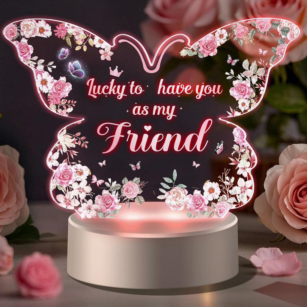 Gifts for Women Friend, Butterfly Acrylic Night Light Gifts, Birthday Gifts for Friends Wedding Gifts for Her
