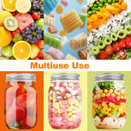 475ml Mason Jar with Anti-Slip Design & Measuring Scale – Premium Thickened Calcium Glass, Lead-Free, Leak-Proof Lid with Plastic Seal, 7cm Wide Mouth, Ideal for Storage, Preserves & More (6 Pack)
