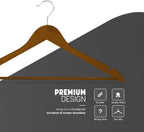 Strong Wooden Coat Hangers with 360 Degree Rotatory Hook & Round Trouser Bar & Shoulder Notches - Durable Wardrobe Space Saver - Suitable for Coat, Jacket, Suit, Jumper (Walnut, 20 Pack)