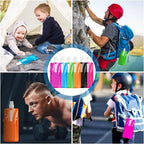 Foldable Sports Bottle, 6pcs Foldable Water Bottle 500mL, Reusable BPA Free Collapsible Water Bottle, Flexible Drink Pouches Bags with Clip for Outdoor Sports, Travel, Biking, Hiking