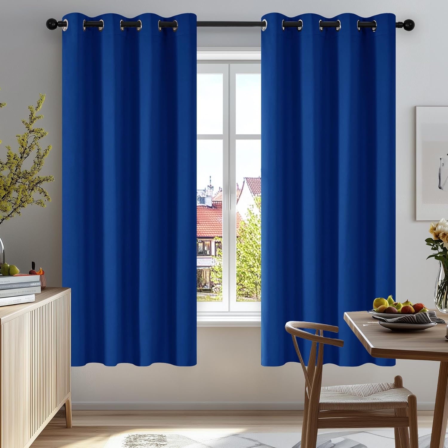 Blue Blackout Curtains Eyelet Thermal Insulated Bedroom Blackout Curtains for Living Room 46 x 54 Inch Drop 2 Panels