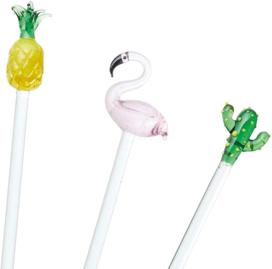 BCSTIRASTD Tropical Chic Novelty Glass Cocktail Stirrers (Set of 6), 1 x 1 x 1 cm