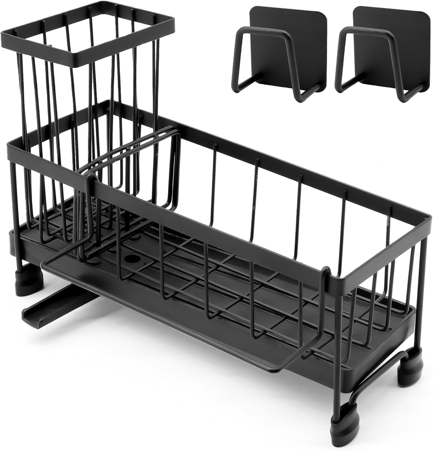 Sink Organizer for Kitchen, Kitchen Sink Organiser with Automatic Drain Tray with Two Sponge Holders, Sponge Holder Main image