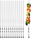 Ram© 1B09W9YRSNQ2 X Kebab Skewers, Set of 12 Stainless Steel BBQ Grilling Skewers Flat Reusable Metal Skewer Sticks for BBQ, Cocktail, Shish Kabob, Party Essentials, 30cm