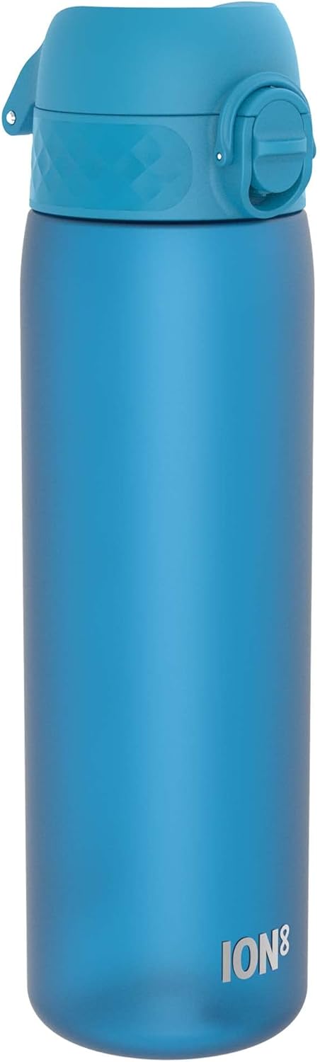 Water Bottle, 500 ml/18 oz, Leak Proof, Easy to Open, Secure Lock, Dishwasher Safe, BPA Free, Hygienic Flip Cover, Carry Handle, Fits Cup Holders, Easy Clean, Carbon Neutral, Blue