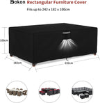 Dokon Garden Furniture Covers Waterproof, 242x182x100cm Heavy Duty 420D Oxford Fabric Windproof Anti-UV Patio Table Cover with Air Vent, Outdoor Table and Chairs Cover, Outside Rattan Sofa Covers