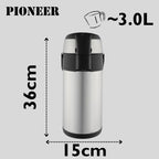 3.0L Stainless Steel Push-Pump Airpot, Leakproof Flask for Hot and Cold Drinks, Easy Pump Drink Dispenser for Events, Satin Finish