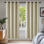 Window Decoration Super Soft Thermal Insulated Eyelet Room Darkening Curtains for Bedroom Beige 46x84 Inch 2 Panels