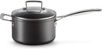 Toughened Non-Stick 18x11.1cm Saucepan with Helper Handle and Glass Lid, Aluminium, 51108180010302, Black
