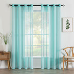2 Panels Sheer Window Curtains Elegant Window Voile Panels Drapes Treatment for Bedroom Living Room 46" Wx54 L Grommet Top Turquoise