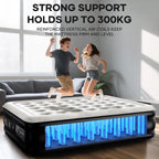 Inflatable Mattress, Air Bed with Built-in Electric Pump, King Size Blow Up Self Inflating Guest Airbed with Flocked Surface for Camping or Home Use, 202cm L x 151cm W x 46cm H(Black)